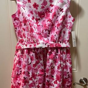 Eliza J Pink Floral Belted Party Dress
